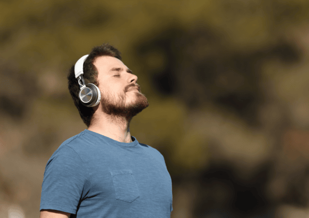 An image of a man inhaling