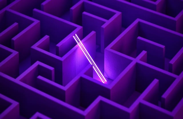 NAD Boosters: What Works and What Doesn't 10 A purple illuminated maze with a bright white ladder emerging from its center.