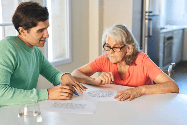 Can NAD+ Help Treat Alzheimer's Disease and Dementia? 7 An image of an old woman exercising her cognitive ability to prevent decline