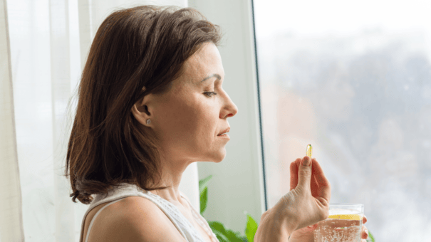 An image of a matured woman taking Boswellia.