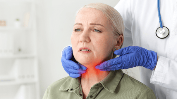 An image of a matured woman with inflammation. 
