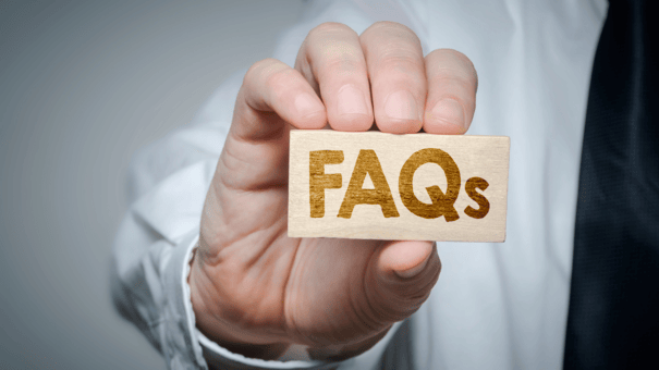 An image with lettering of FAQs.