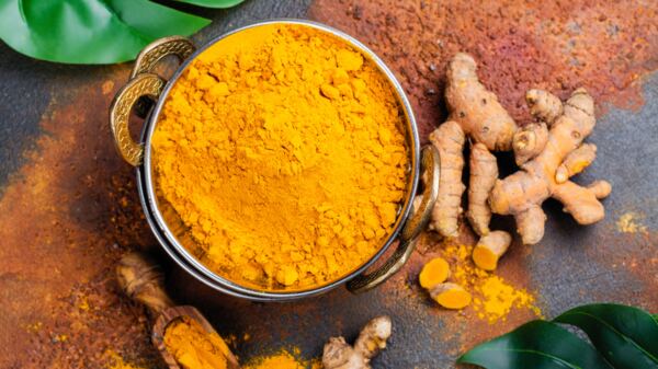 A bowl turmeric powder