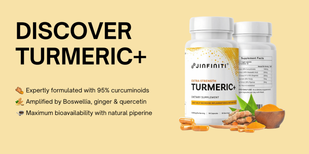 Turmeric+ curcumin supplement promotional image