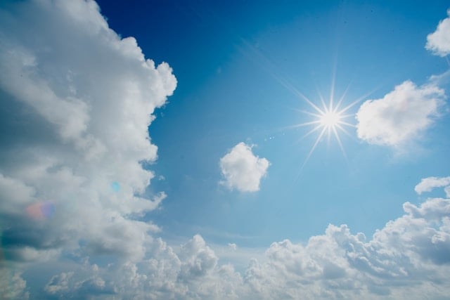Bright blue sunlit sky