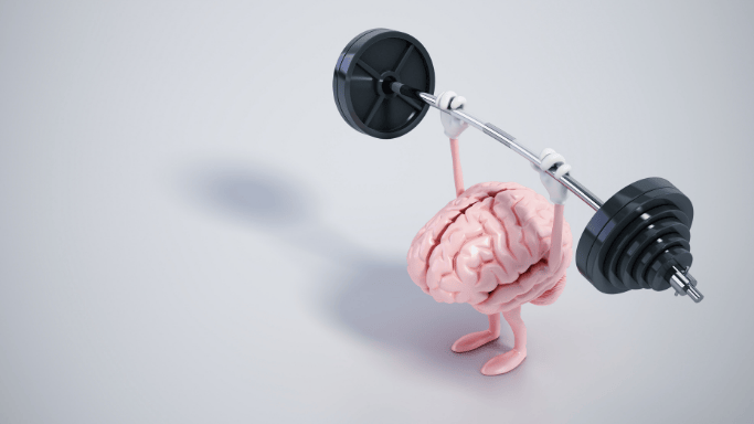 What to Know About Creatine and Sexual Health 5 A 3D image of a brain with hands and feet holding a barbell