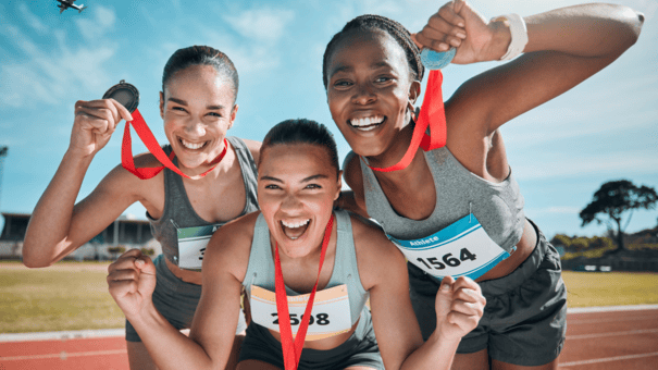 An image of three athlete who won medal