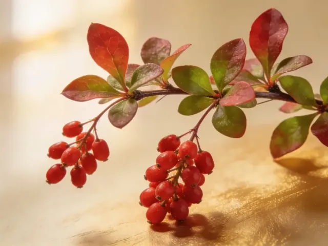 A barberry branch in soft natural lighting