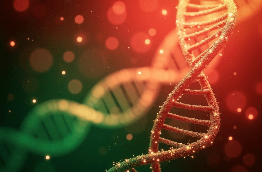 Christmas-themed DNA strand gradient background