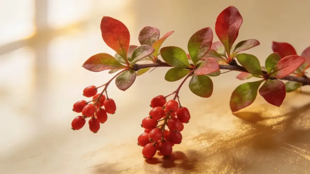 A barberry branch in soft natural lighting