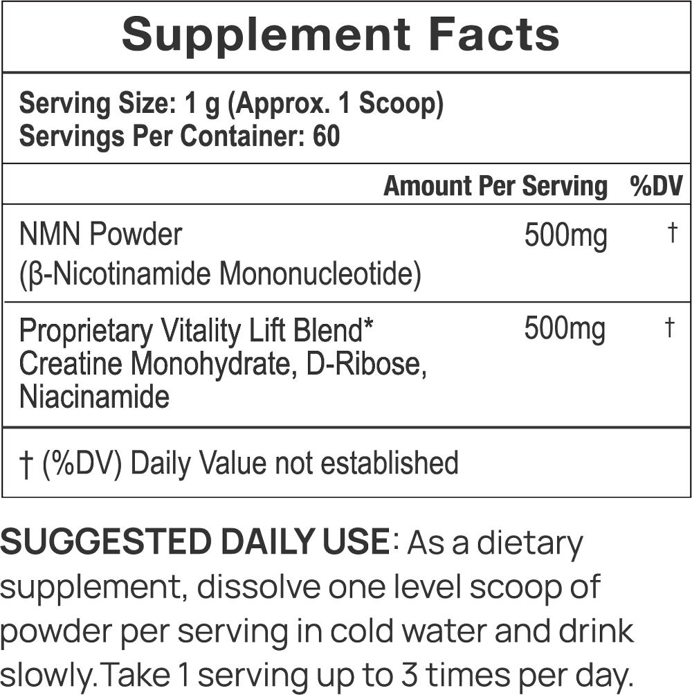 vitality boost supplement label
