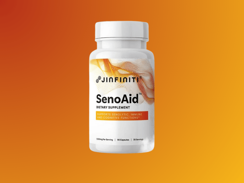 Jinfiniti SenoAid mockup with gradient background