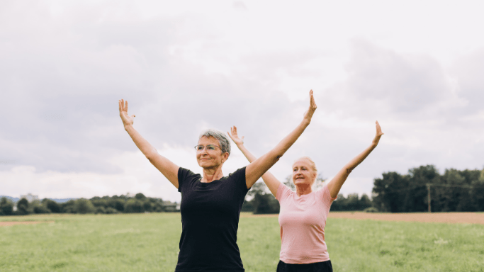 An image of an aging woman exercising