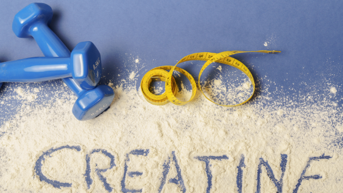 Should You Use Creatine While Dieting or Cutting? 9 An image of creatine, dumbbell, and tape measure