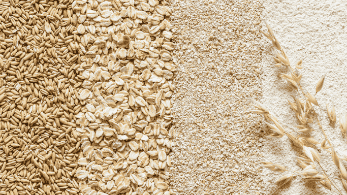 Is Niacin Good for Your Heart? New Studies Show Hidden Risks 6 Different forms of oats displayed in neat vertical sections.