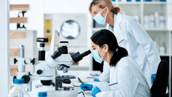 An image of health professionals conducting medical research