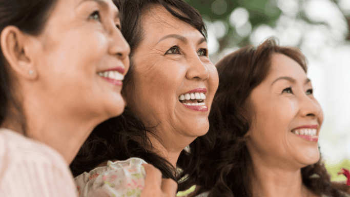 Smiling older women representing safe and beneficial creatine use for women and adults over 40, supporting muscle and cognitive health.