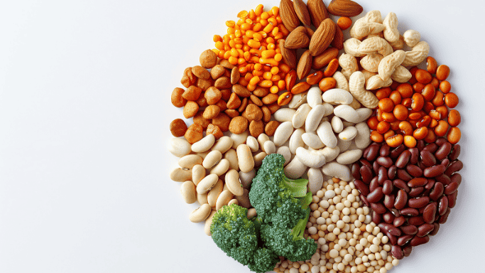 Image of healthy plant-based protein rich foods