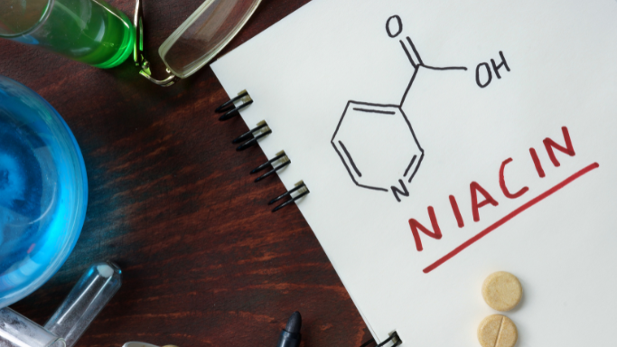 An image of a notebook written with "Niacin"