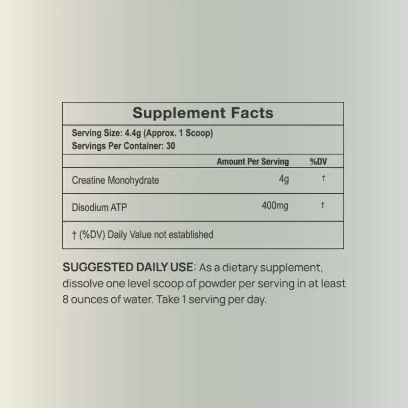 Creatine+ ingredient label